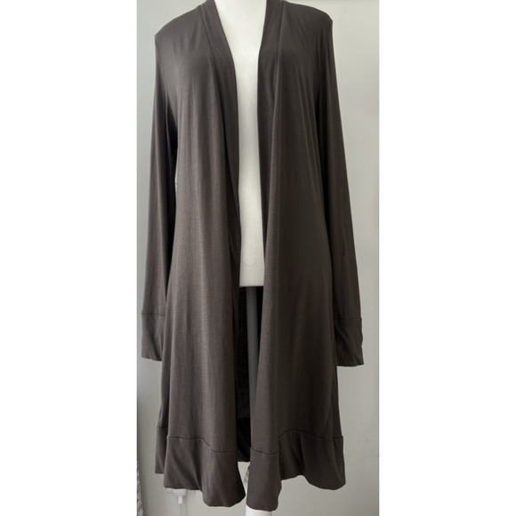INDIGENOUS Longline Open Front Cardigan Size Medium Charcoal Lagenlook Organic - Picture 1 of 13